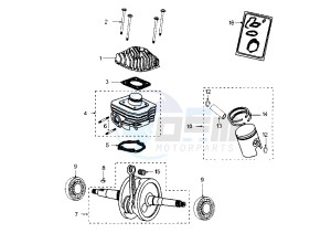 LOOXOR - 50 cc drawing CRANKSHAFT-CYLINDER