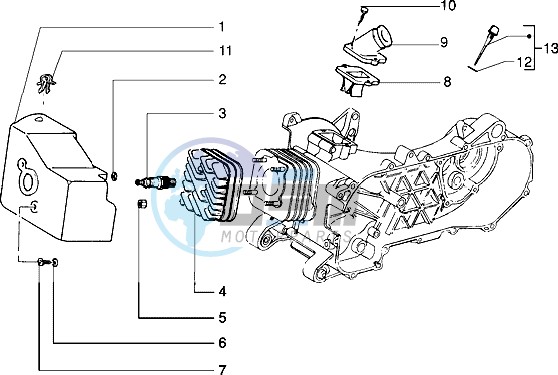 Cylinder head - Cooling hood - Inlet and induction pipe