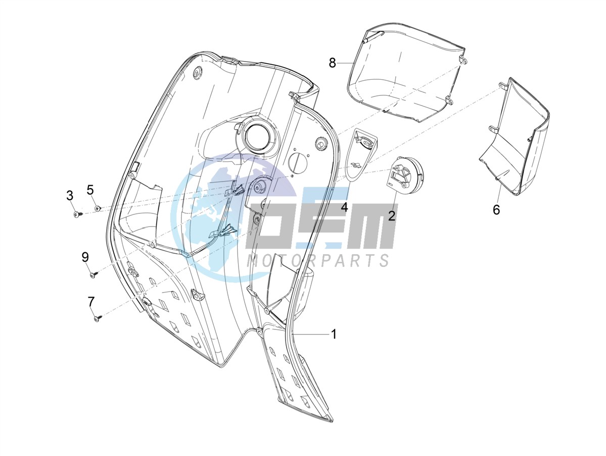 Front glove-box - Knee-guard panel