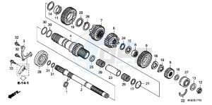 VFR1200FDB drawing TRANSMISSION (VFR1200FD) (MAINSHAFT)