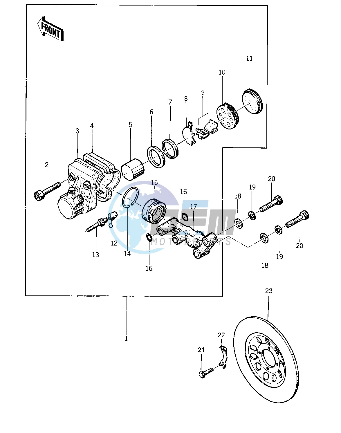 FRONT BRAKE -- 76 -77 KZ400 - D3_D4- -