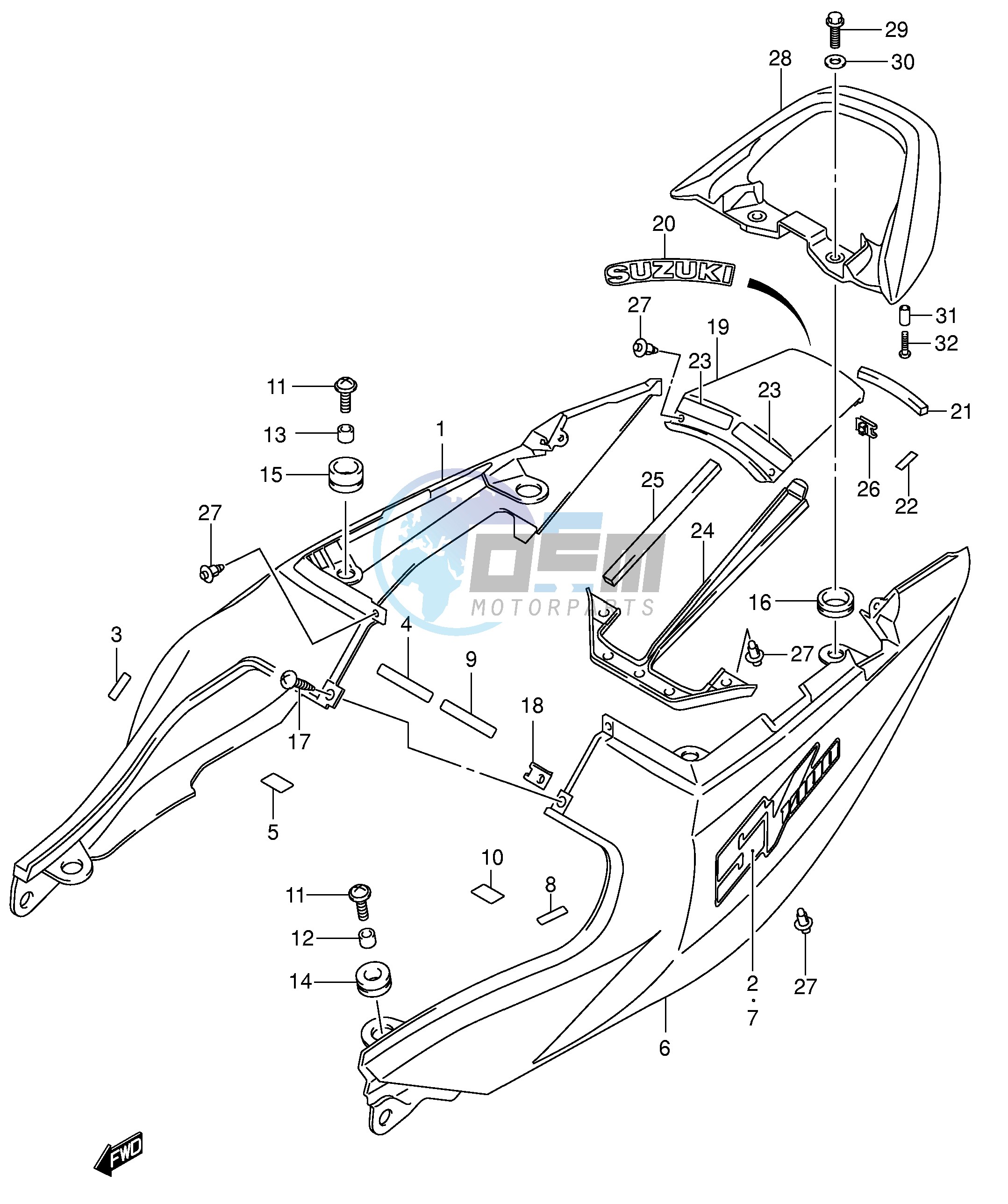 SEAT TAIL COVER (SV1000K3 U1K3 U2K3)