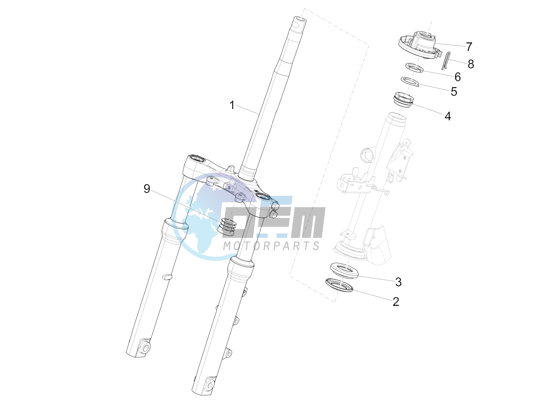 Fork/steering tube - Steering bearing unit