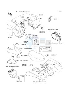 KVF 650 D ([BRUTE FORCE 650 4X4] (D6F-D9F) D9F drawing LABELS