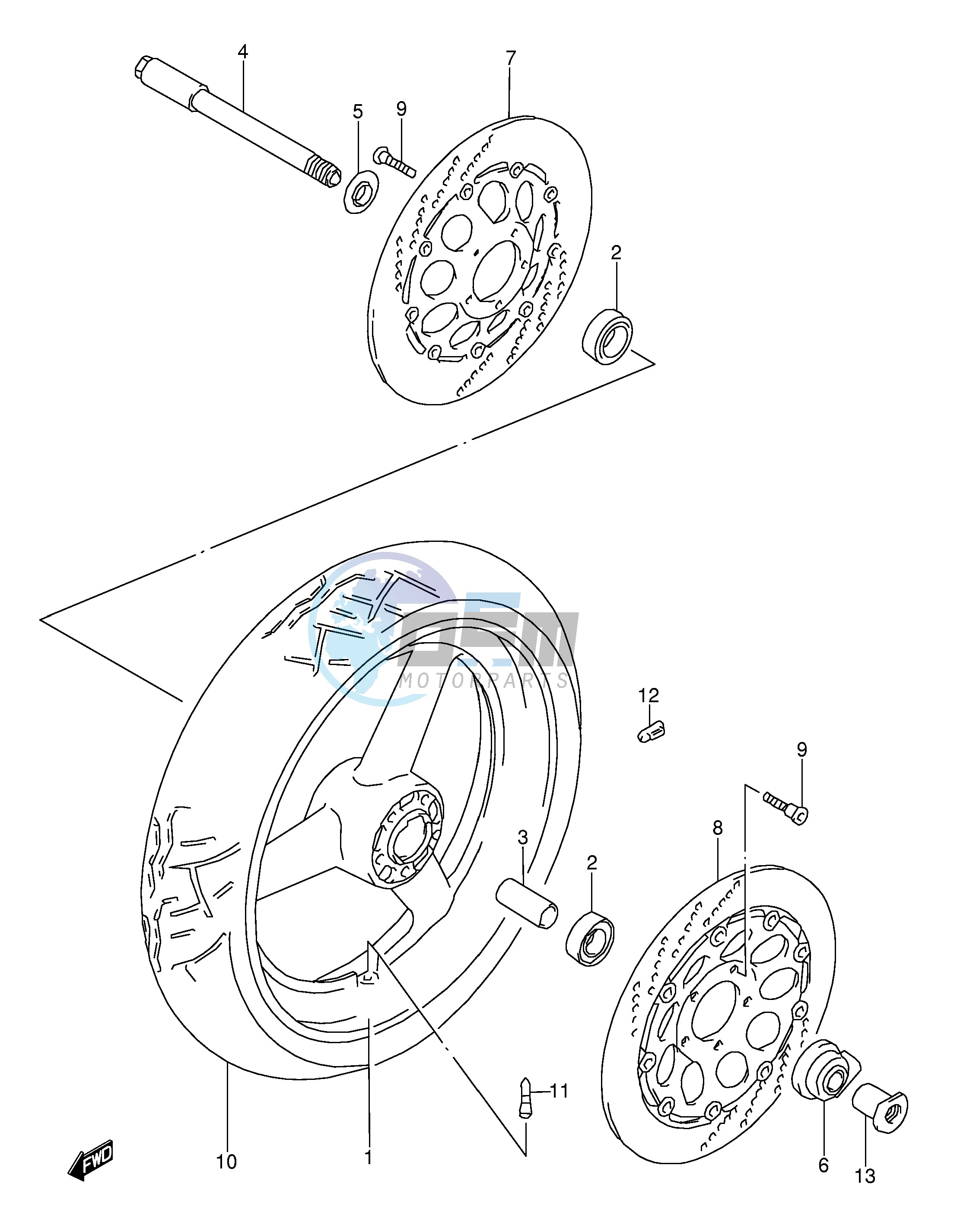 FRONT WHEEL (MODEL S T V W)