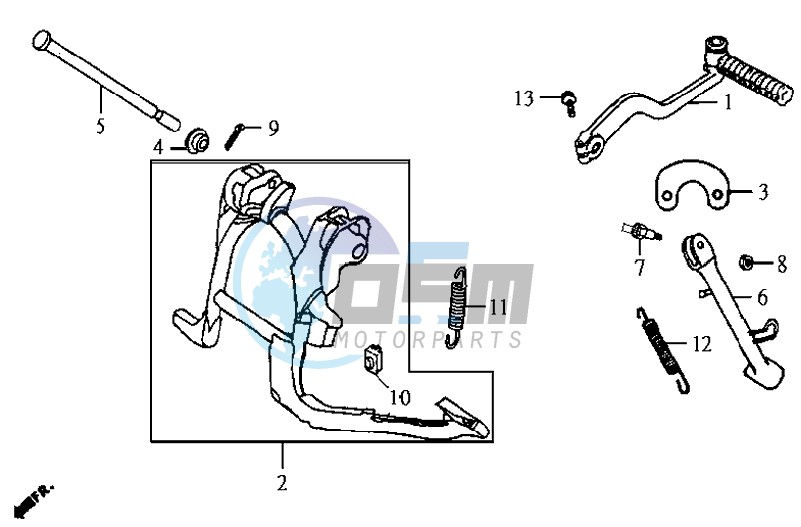 CENTRAL STAND / SIDE STAND / KICKSTARTER PEDAL