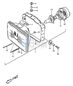 DR350 (V-W-X) drawing HEADLAMP (MODEL W X E24)