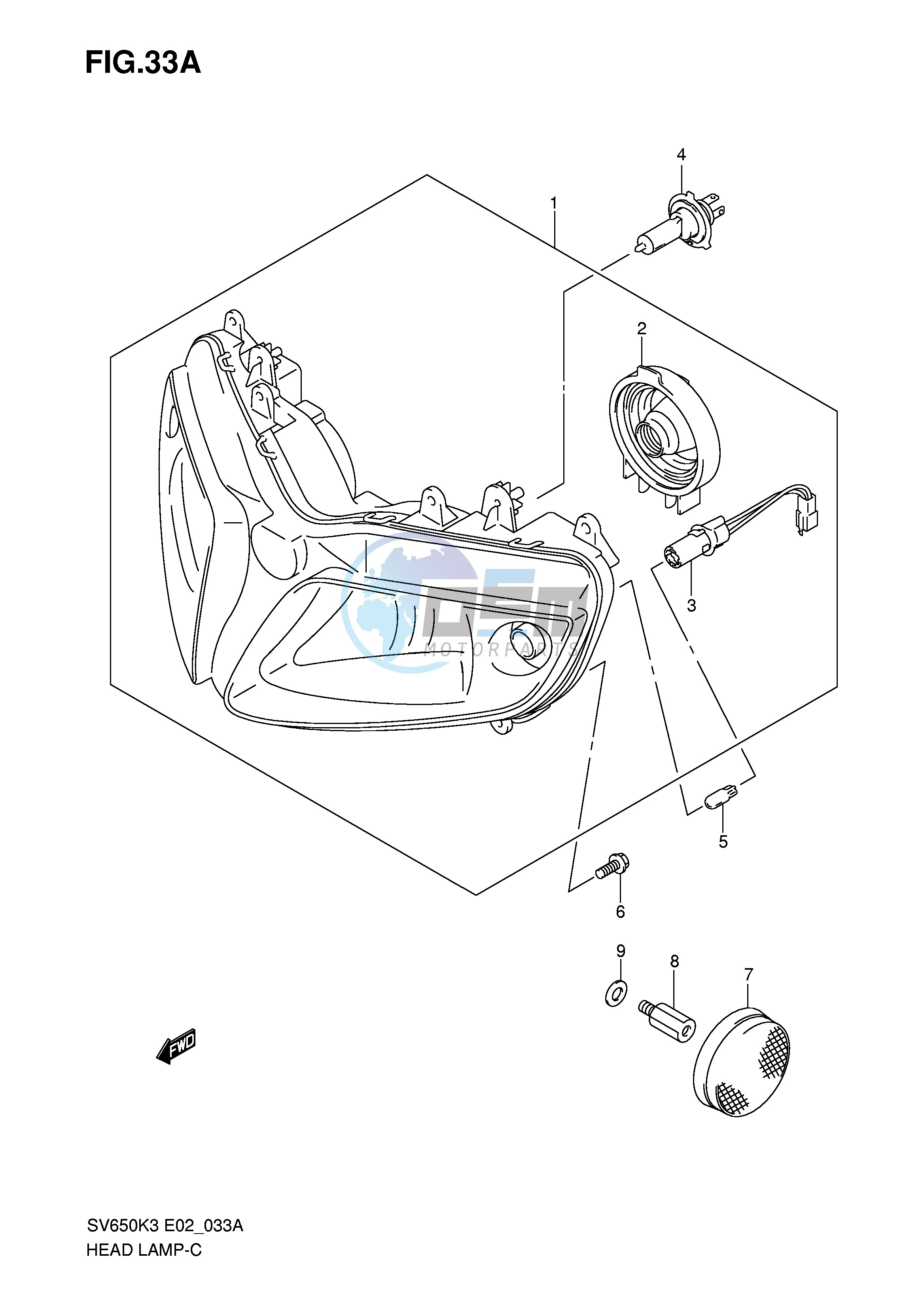 HEADLAMP (SV650SK3 SK4 SK5 SK6 SK7 SAK7 E24)