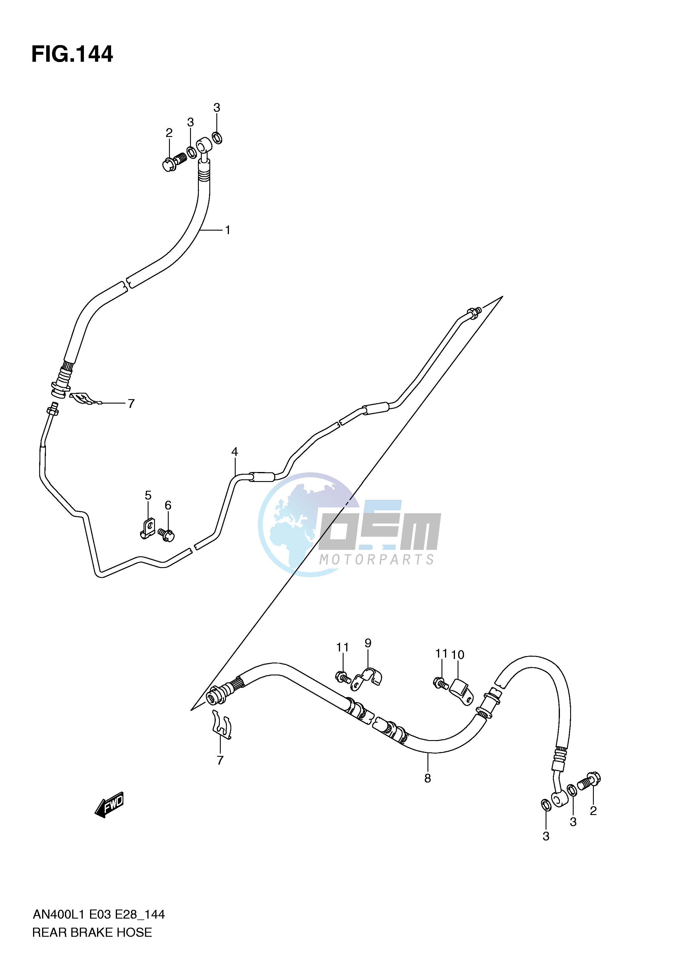 REAR BRAKE HOSE (AN400L1 E33)