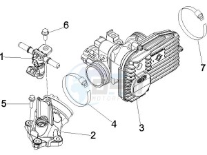 Beverly 250 e3 drawing Throttle body - Injector - Union pipe