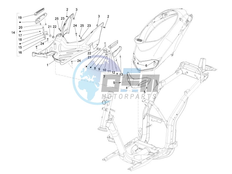 Central cover - Footrests