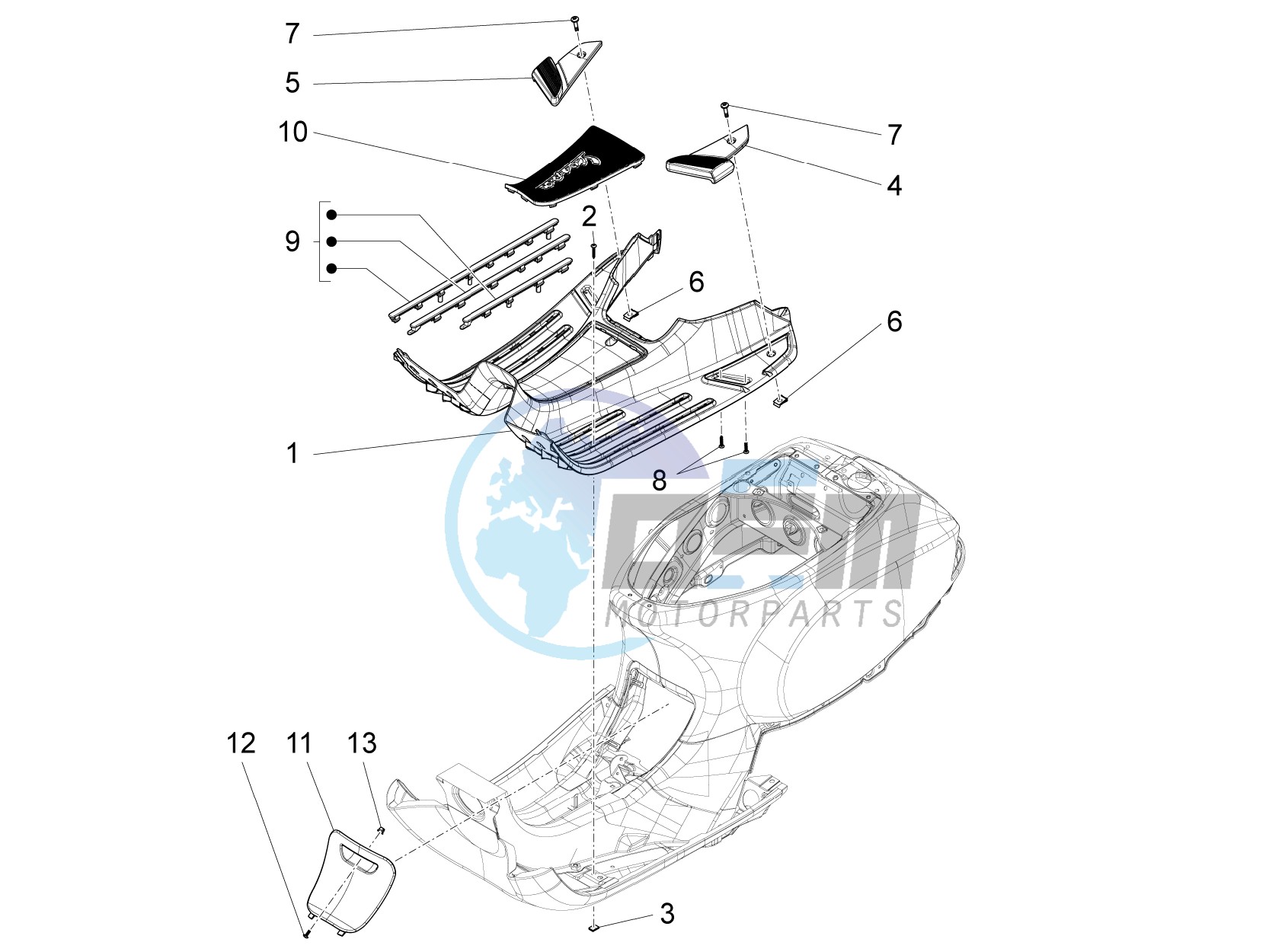 Central cover - Footrests