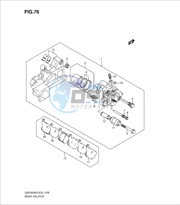 REAR CALIPER (GSF650AK9/SAK9/UAK9/SUAK9/AL0/SAL0/UAL0/SUAL0)