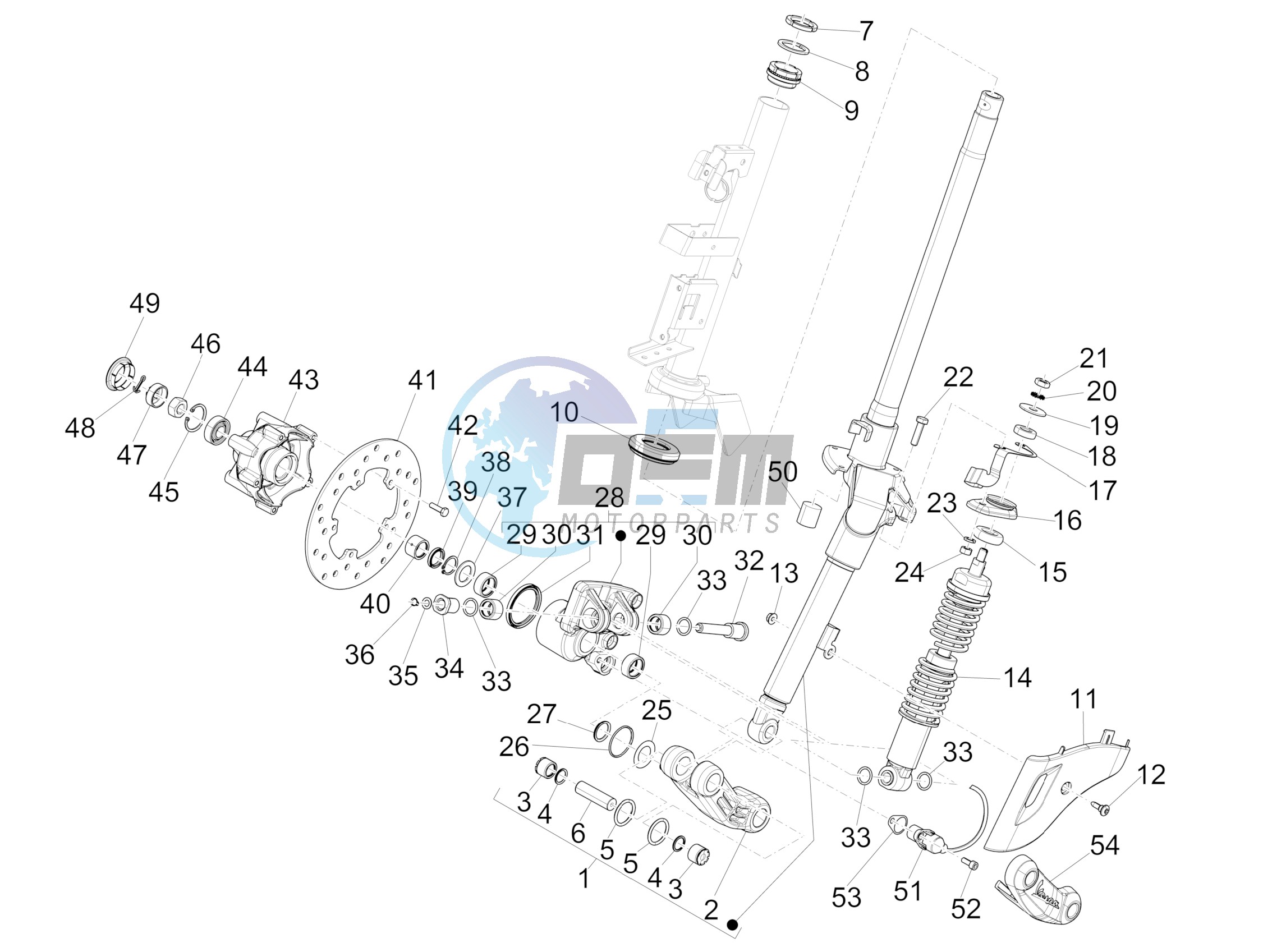 Fork/steering tube - Steering bearing unit