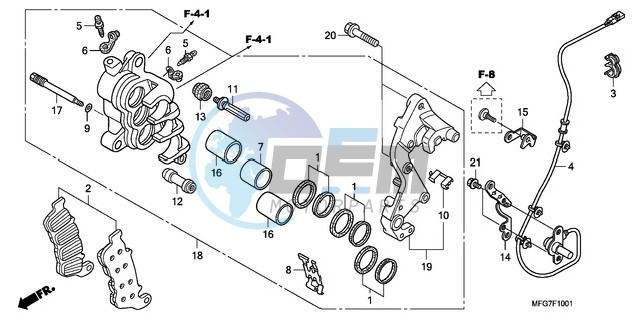 R. FRONT BRAKE CALIPER (CB600FA/FA3)