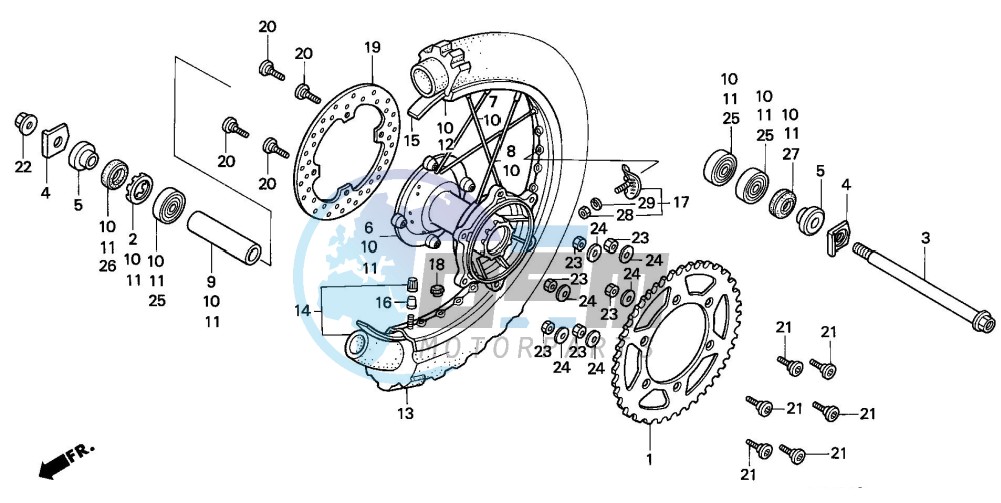 REAR WHEEL (CR500RN/RP/RR/RS/RT/RV)