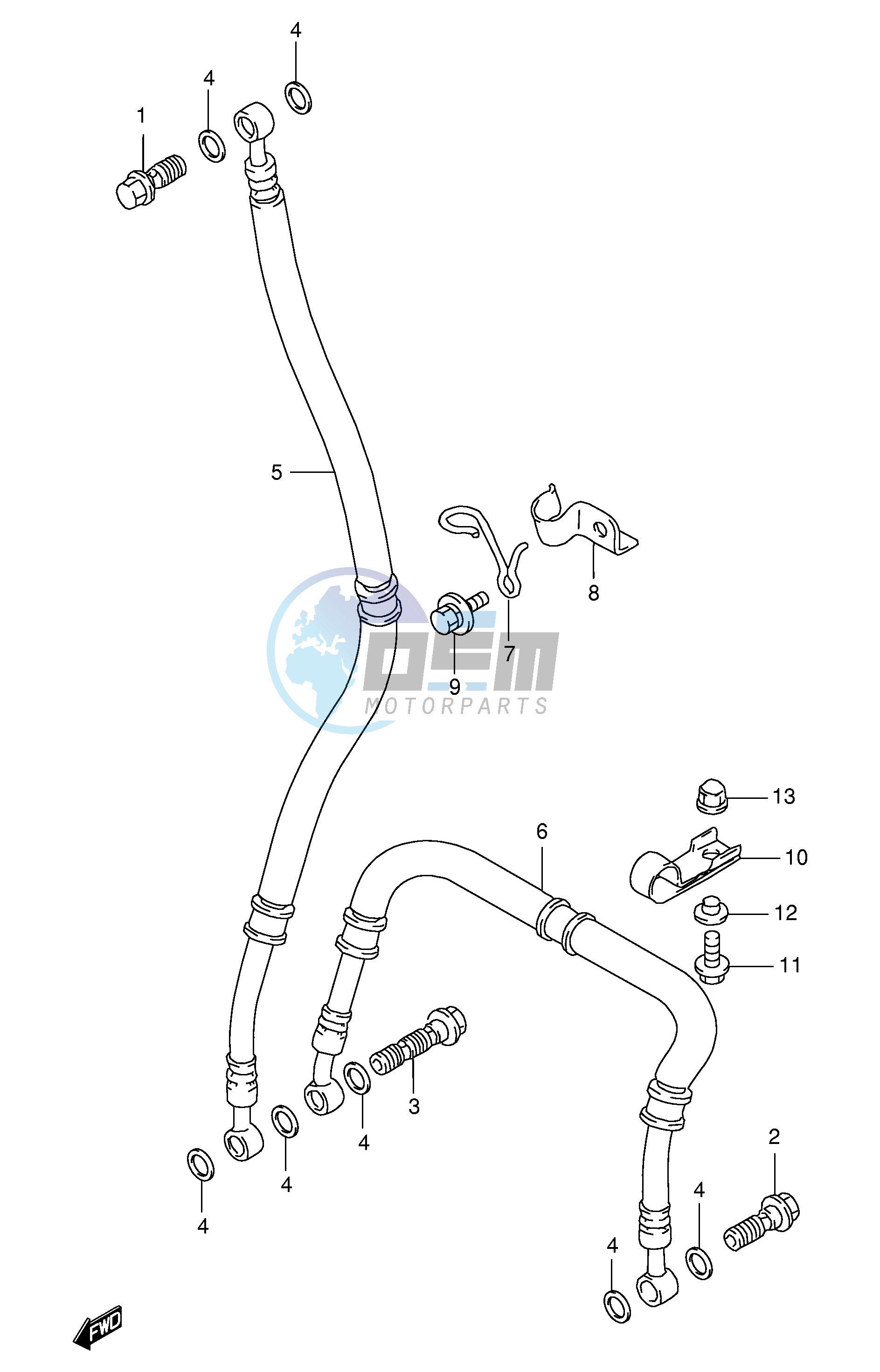 FRONT BRAKE HOSE (MODEL P R)