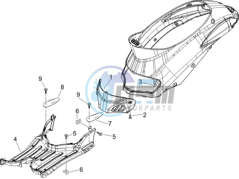 Central cover - Footrests