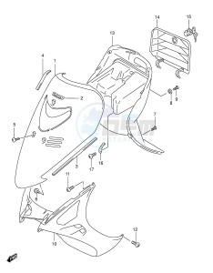 AN125 (E2) Burgman drawing LEG SHIELD (MODEL S)