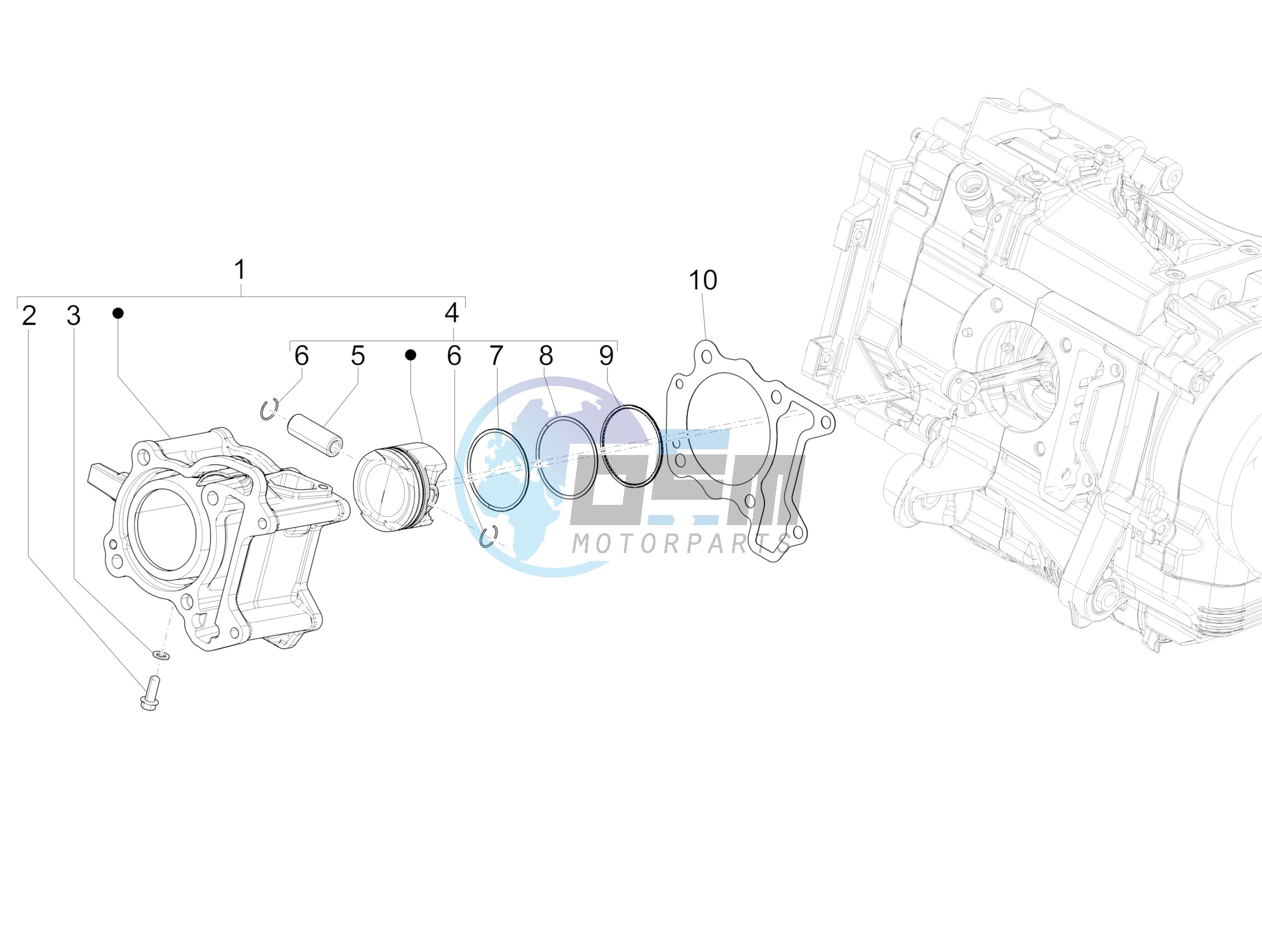 Cylinder-piston-wrist pin unit