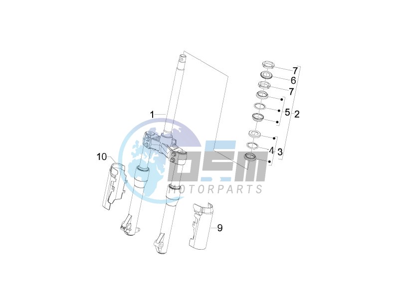 Fork steering tube - Steering bearing unit