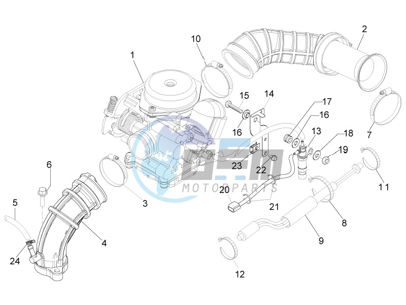 Carburettor, assembly - Union pipe