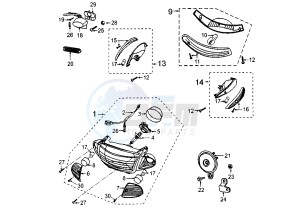 ELYSEO 125-150 - 125 cc drawing HEADLAMPS-BLINKERS