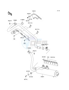 KVF700 D [PRAIRIE 700 4X4 TEAM GREEN SPECIAL EDITION] (D1) D1 drawing MUFFLER-- S- -