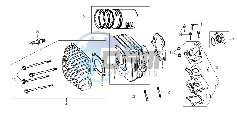 CYLINDER MET PISTON / CYLINDER HEAD