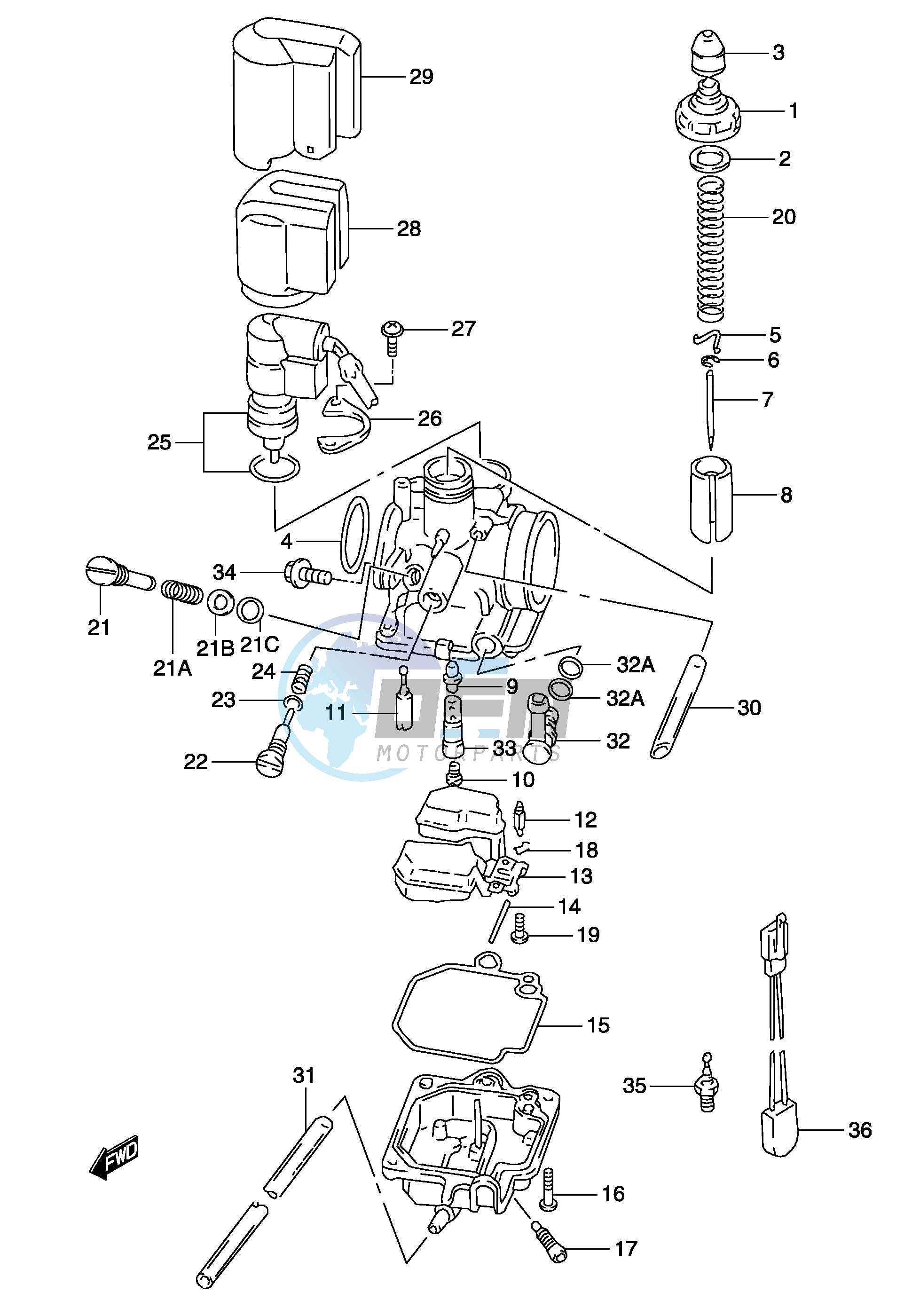 CARBURETOR (MODEL AY50WR K1 K2)