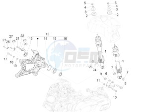 GTS SUPER- SUPER SPORT 150 4T 3V IE ABS E3-E4 (APAC) drawing Rear suspension - Shock absorber/s