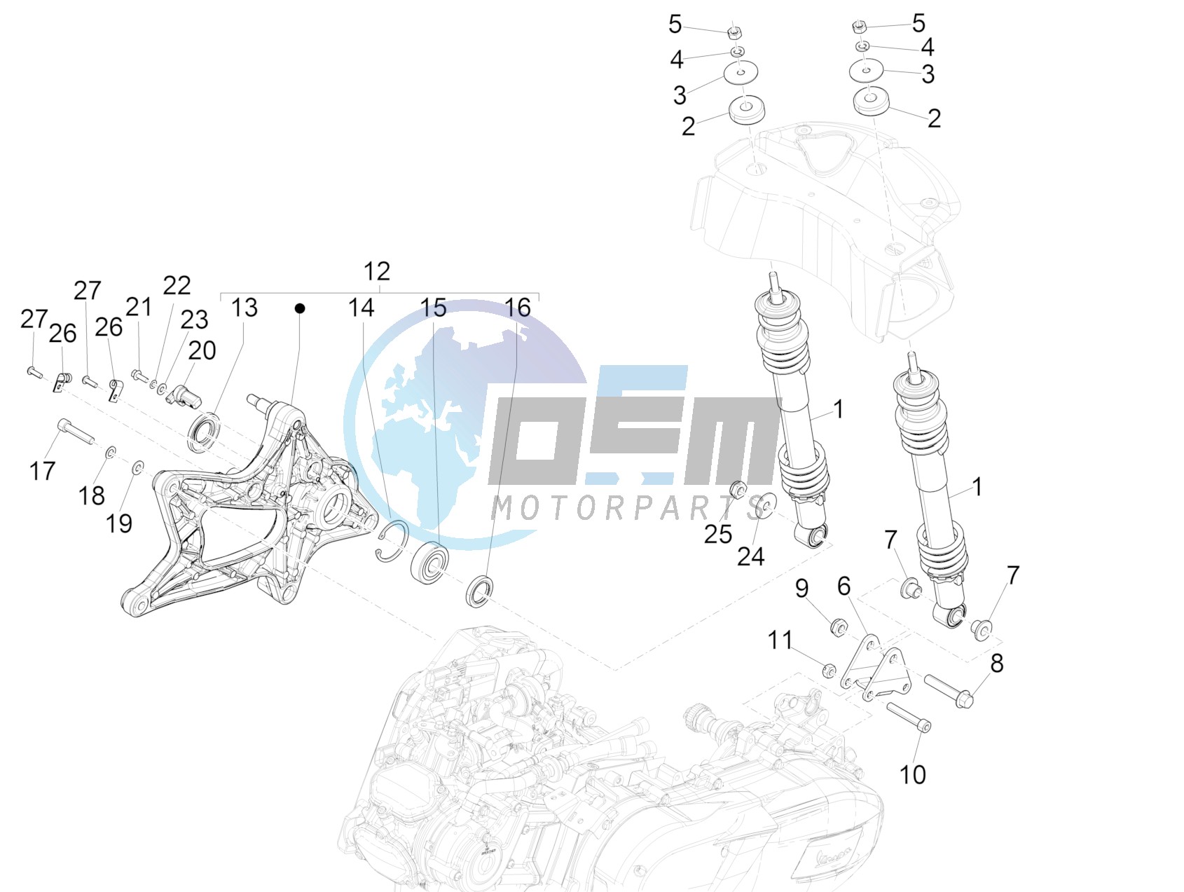 Rear suspension - Shock absorber/s