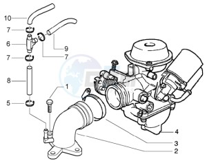 Granturismo 125 L drawing Carburettor  assembly - Union pipe