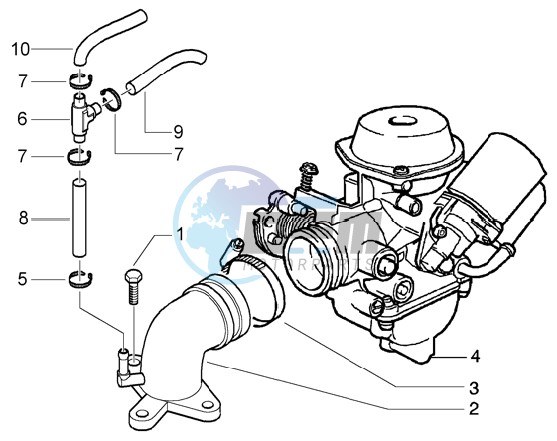 Carburettor  assembly - Union pipe