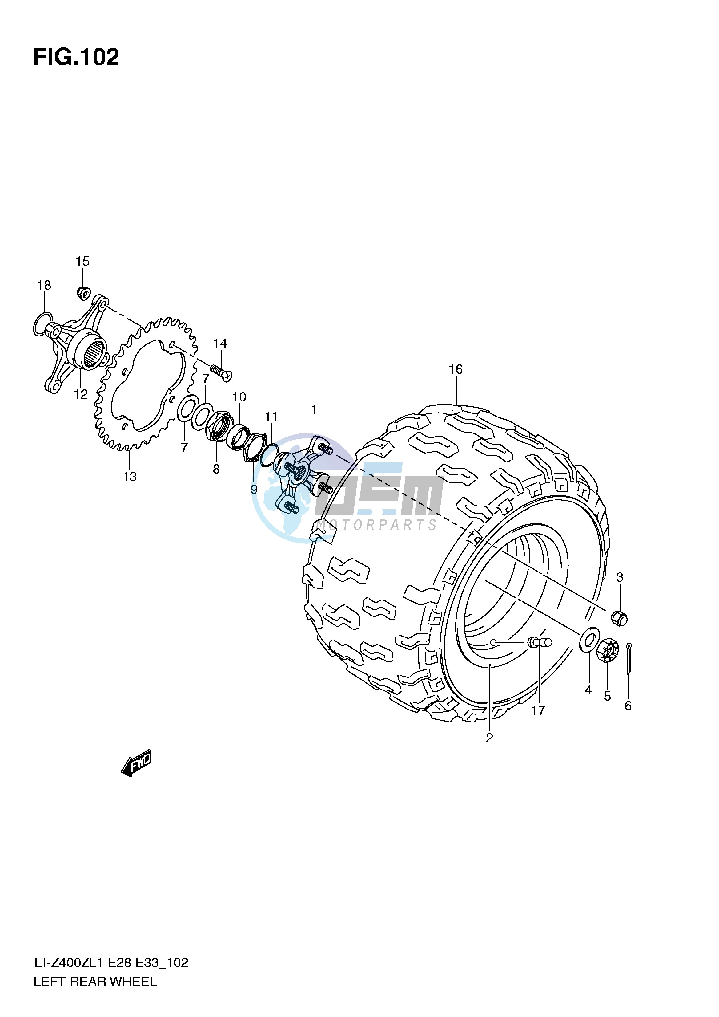 LEFT REAR WHEEL (LT-Z400L1 E33)