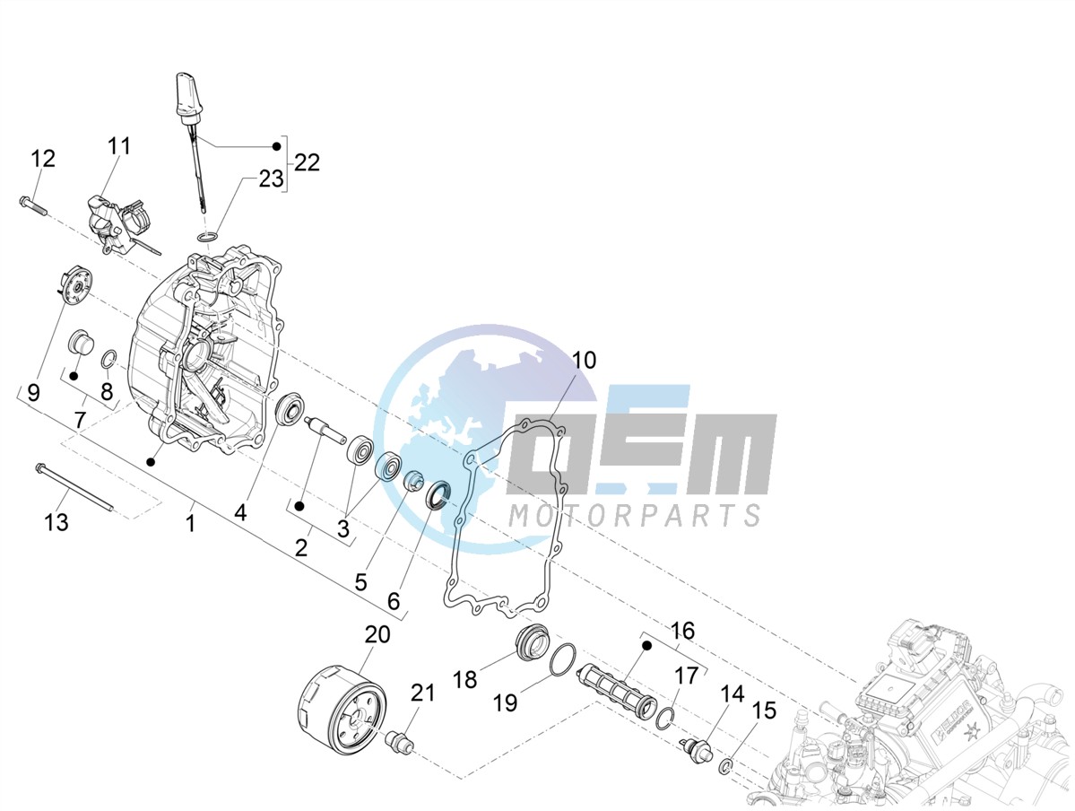 Flywheel magneto cover - Oil filter