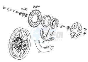 SENDA SM DRD E1 E1R - 50 cc drawing REAR WHEEL