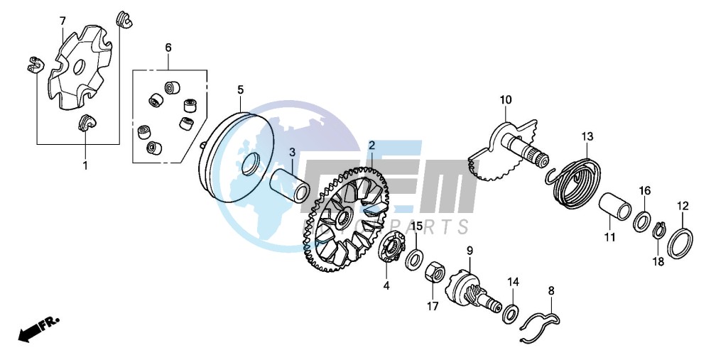 DRIVE FACE/ KICK STARTER SPINDLE