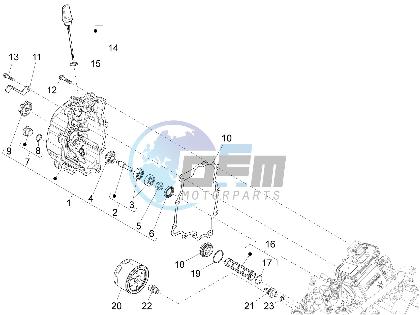 Flywheel magneto cover - Oil filter