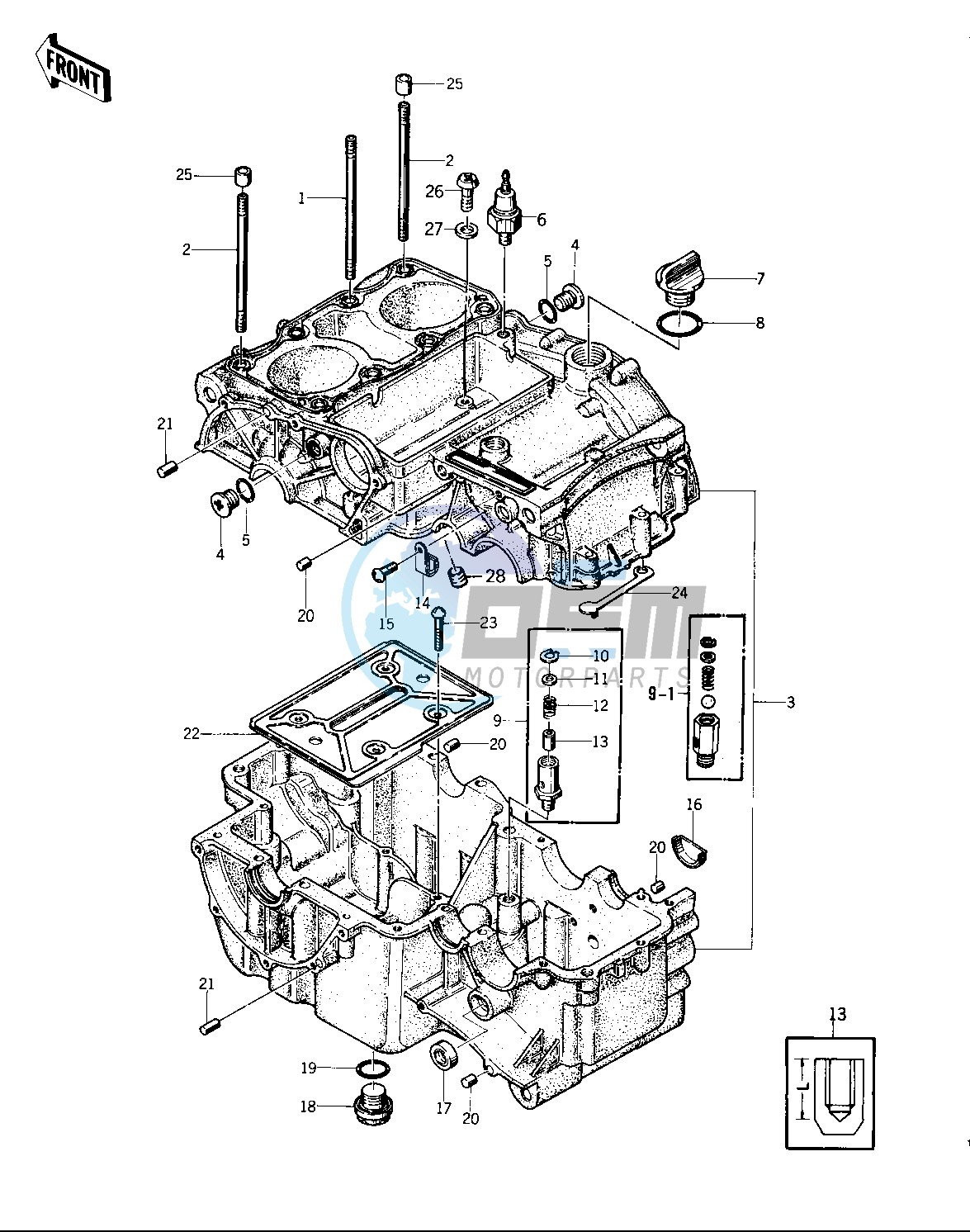 CRANKCASE -- 74 -75 KZ400_KZ400D- -