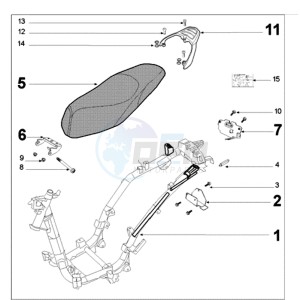 TWEET 50 A PMX drawing FRAME AND SADDLE SMALL TANK