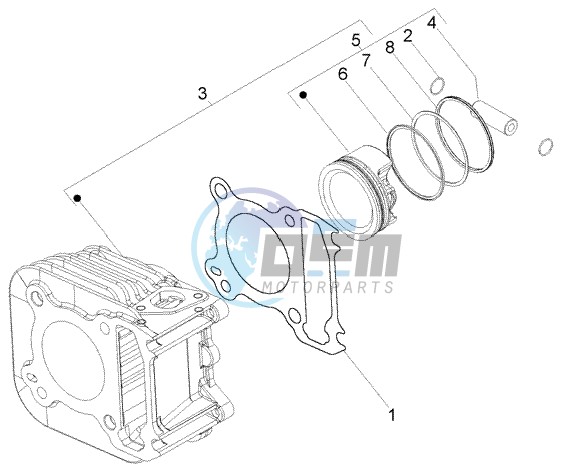 Cylinder-piston-wrist pin assy