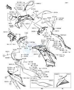 NINJA ZX-6R ZX636EGFA GB XX (EU ME A(FRICA) drawing Cowling