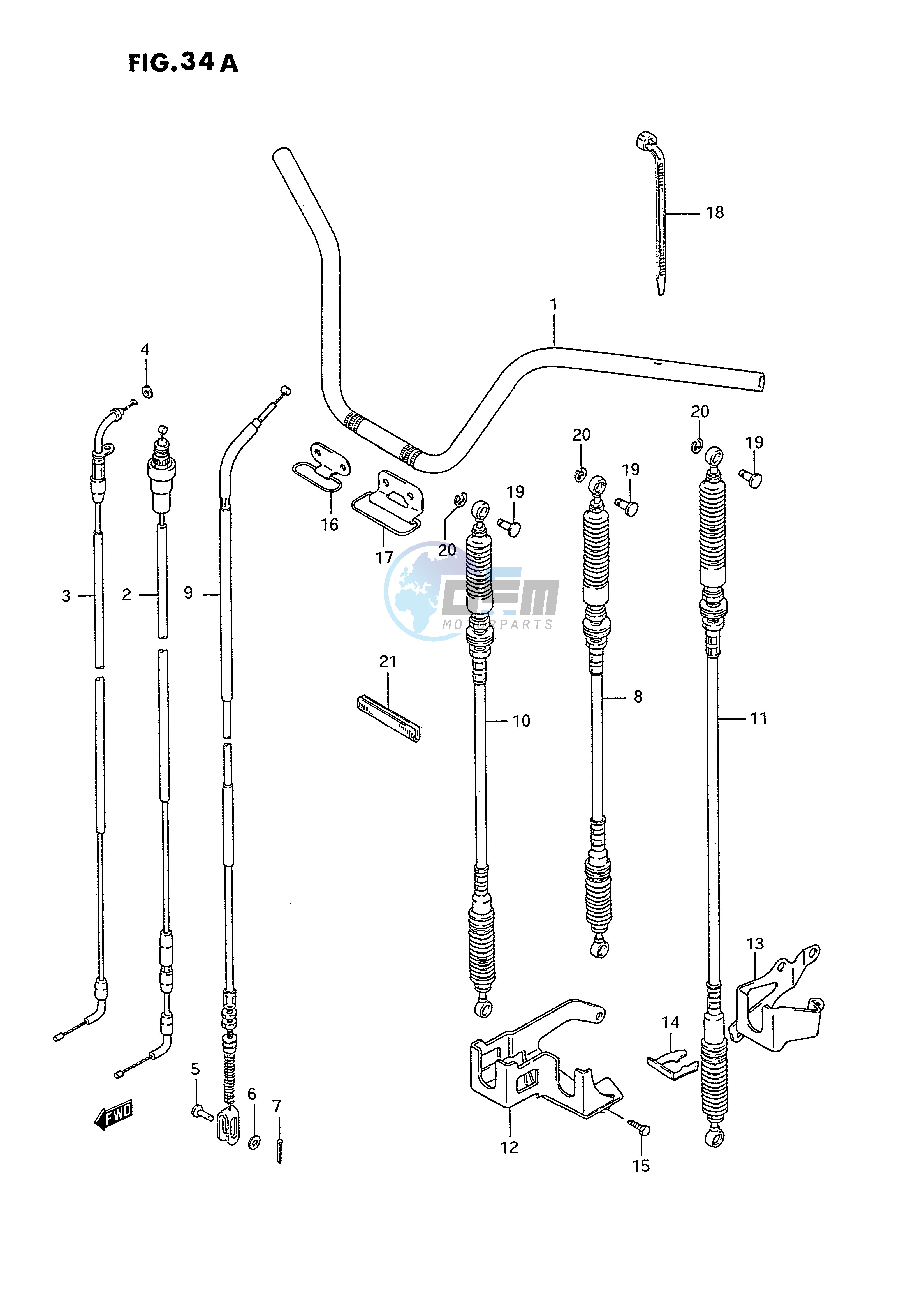 HANDLEBAR - CABLE (MODEL L M N P R S T)