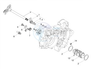 RS4 50 2T E4 (APAC, EMEA) drawing Gear box / Selector / Shift cam