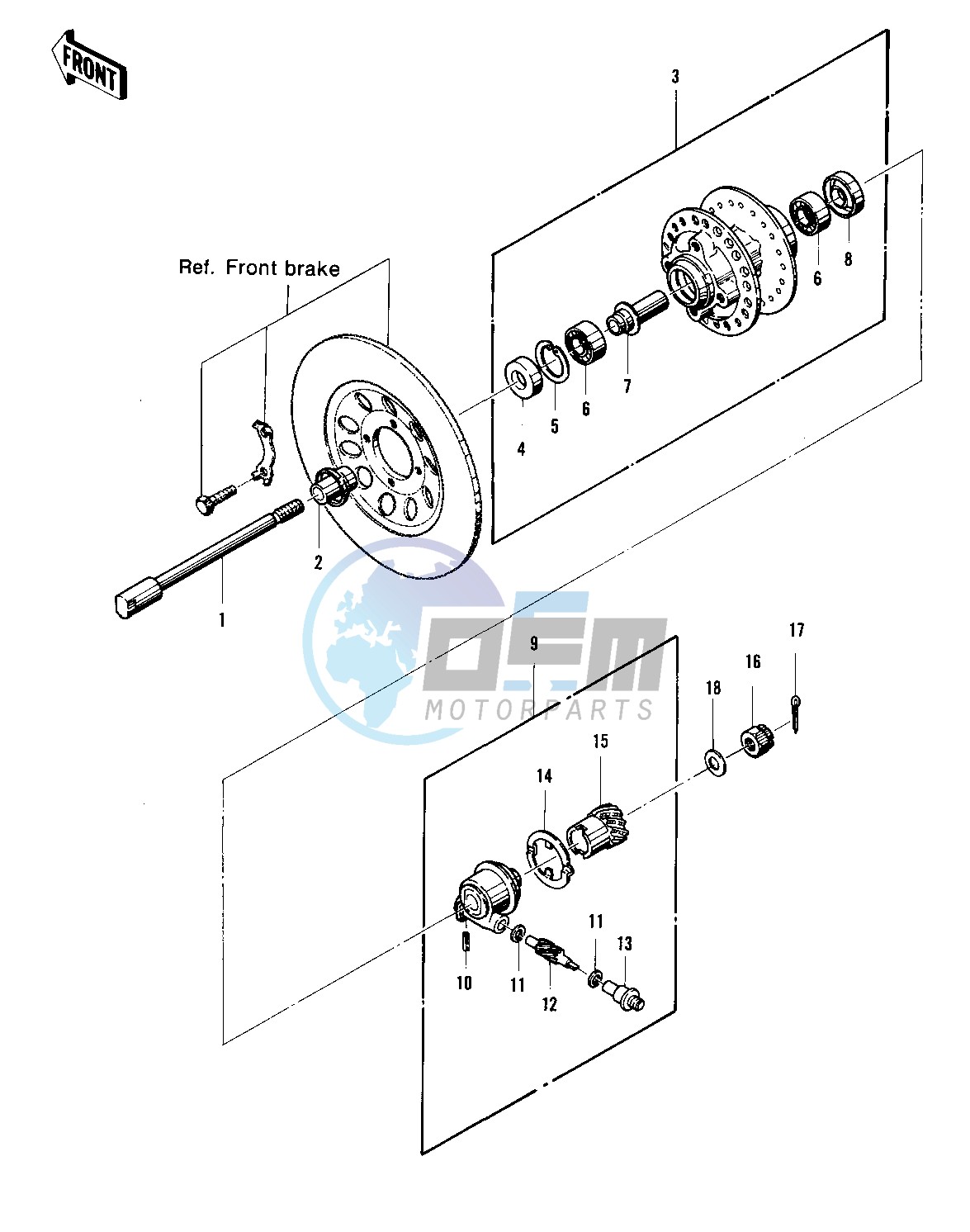 FRONT HUB  -- 76 -77 KZ400 - D3_D4- -