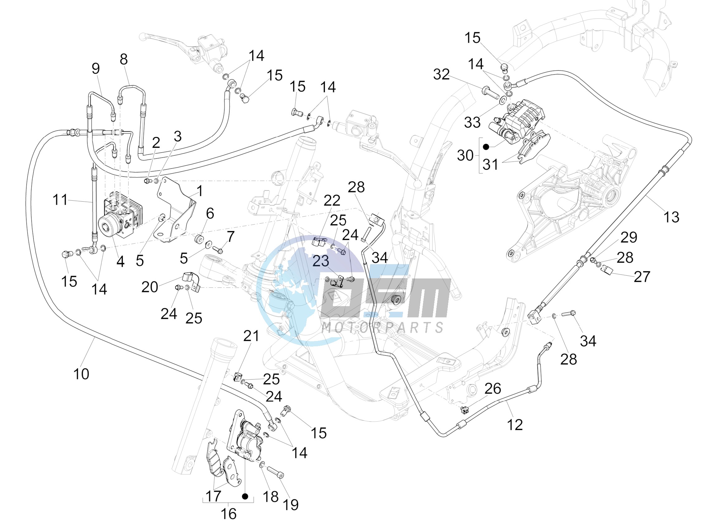 Brakes pipes - Calipers (ABS)