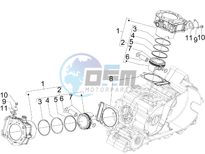 Cylinder-piston-wrist pin unit