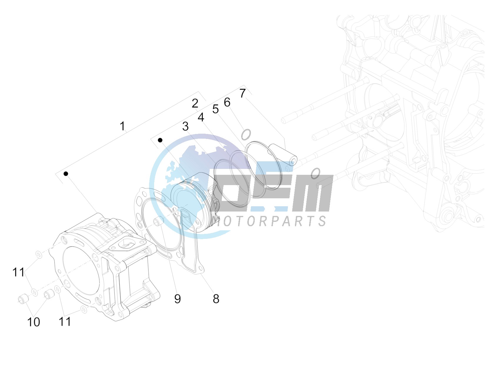 Cylinder-piston-wrist pin unit