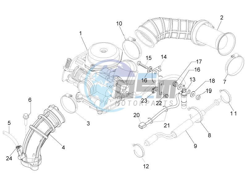 Carburettor, assembly - Union pipe